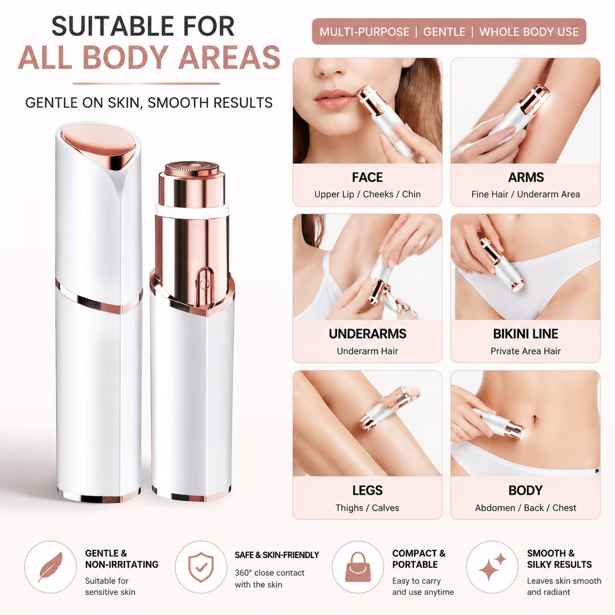 Facial Hair Remover Features Women'S Facial Shaver for Face and Upper Lips,White-B