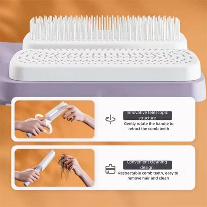 Self Cleaning Hair Brushes, Easy Clean Hair Brush with Retractable Bristles, anti Static Massage Comb Brush for Effortless Hair Removal and Cleaning