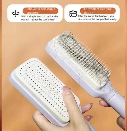Self Cleaning Hair Brushes, Easy Clean Hair Brush with Retractable Bristles, anti Static Massage Comb Brush for Effortless Hair Removal and Cleaning